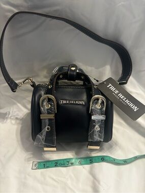 True Religion Black Navy Blue Barrel Mini Bag